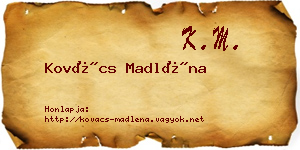 Kovács Madléna névjegykártya
